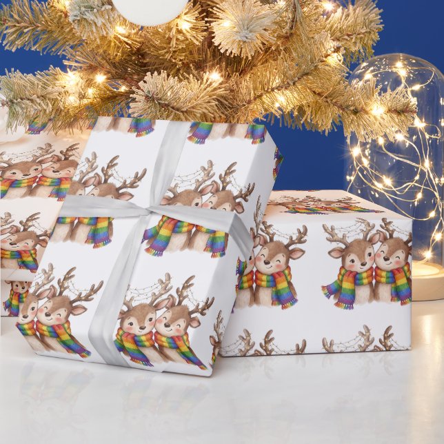 Två söta gay renar jul presentpapper (Helgdagar)