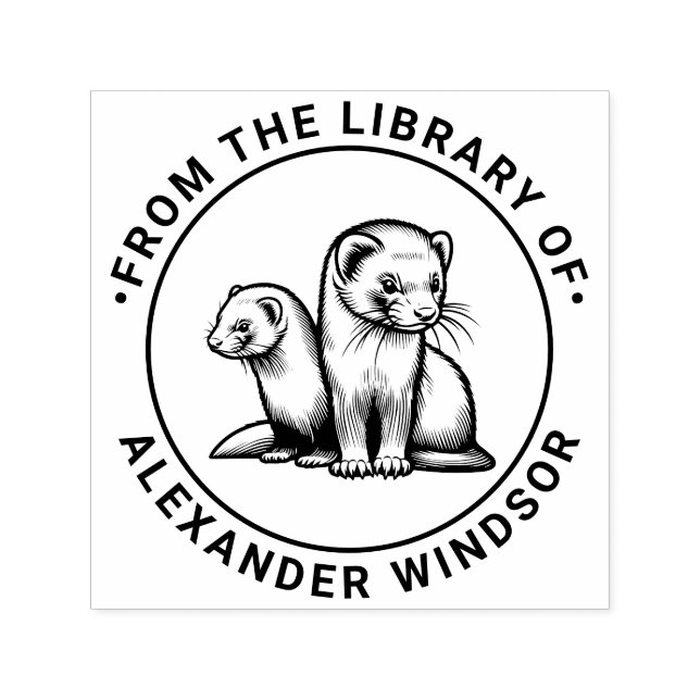 Två söta illrar Biblioteksboknamn Självfärgande Stämpel (Design)