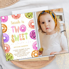 Två söta kallelser på födelsedagen till Donut med  Inbjudningar