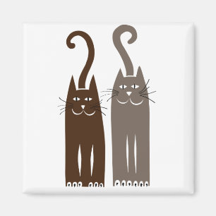 Två söta katter (bruna) magnet