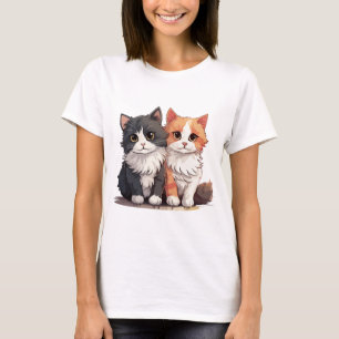 Två söta katter T-shirt – Bedårande feline-duo-gra