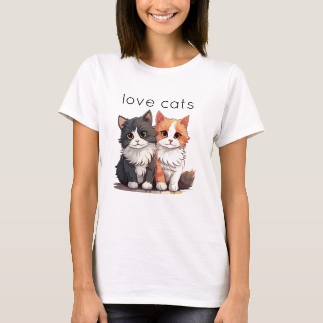 Två söta kattungar katter  t shirt (Framsida)