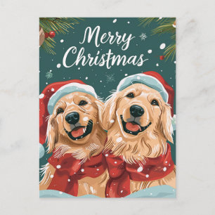 Två söta Labrador God Jul Vykort