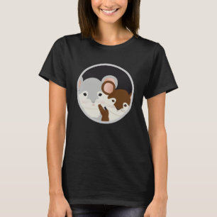 Två söta möss i hål t shirt