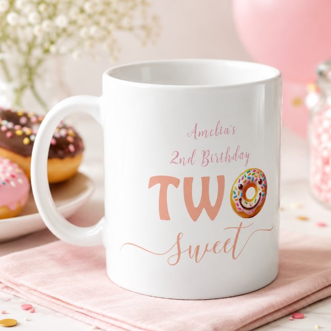 Två söta munkar 2-års födelsedagsfest kaffemugg (Two Sweet Donuts 2nd Birthday party Coffee Mug)