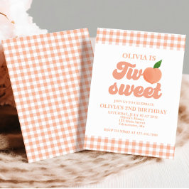 Två söta persiko-inbjudningar på andra födelsedage inbjudningar