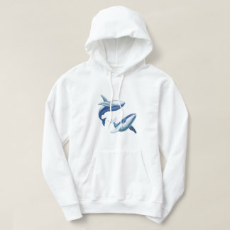 Två söta puckelvalar som hoppar och simmar hoodie