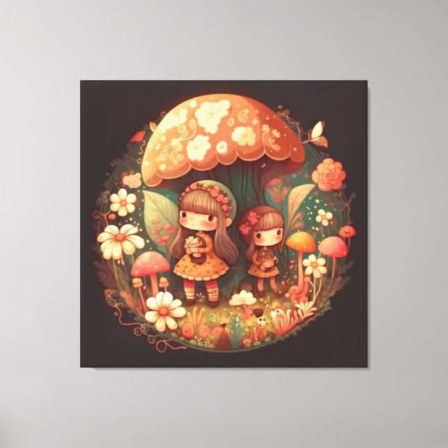 Två söta små flickor är stulna Kanvastrycket Canvastryck (Framsida)