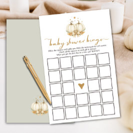 Två söta små pumpabarn Baby Shower Bingo-kort