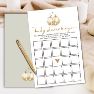 Två söta små pumpabarn Baby Shower Bingo-kort