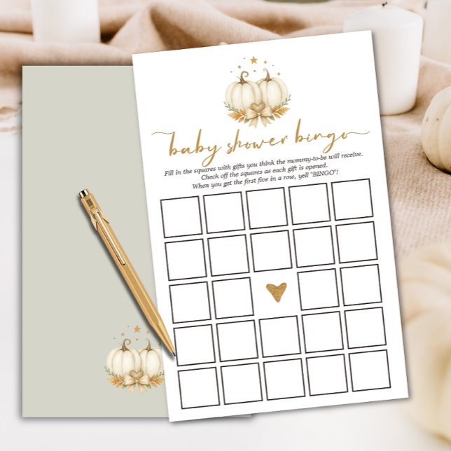 Två söta små pumpabarn Baby Shower Bingo-kort (Skapare uppladdad)