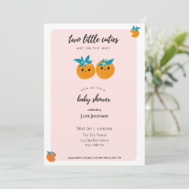 Två söta små tvillingar baby shower inbjudan