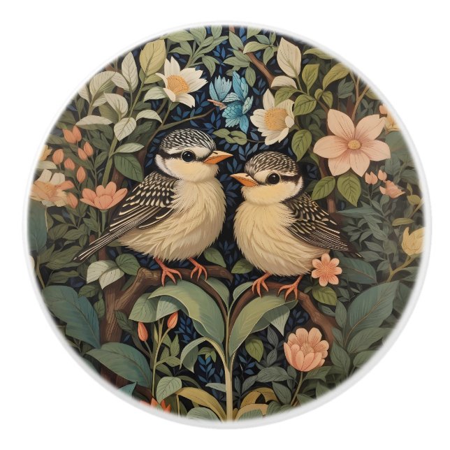 Två söta småfåglar Botaniska trädgården Knopp (Framsidan)