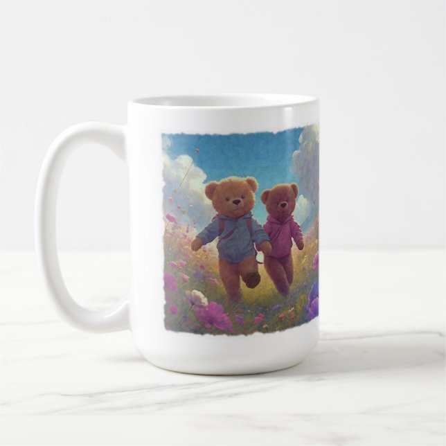 Två söta teddybjörn vänner  kaffemugg (Vänster)