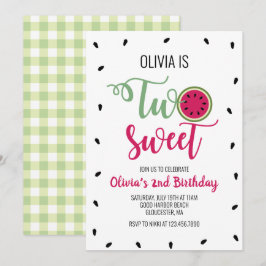 Två söta vattenmeloner 2-års födelsedag inbjudningar