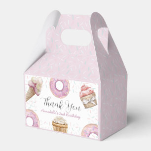 Två sötade Cupkaka och Donuts Girl 2:a födelsedage Presentaskar