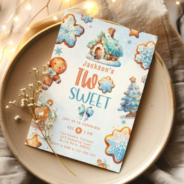 Två sötade julkakor Pojk 2:a födelsedag Inbjudningar