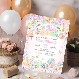 Två sötade Pastel Candy Shop på andra födelsedagen Inbjudningar