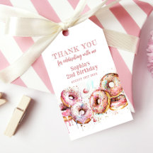 Två sötade Rosa Donut Girl 2:a födelsedagen Tack