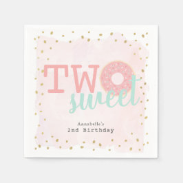 Två sötade Rosa Donut Girl's Birthday Papper Pappersservett