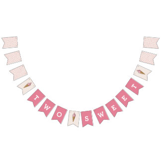 Två sötade Rosa Ice Cream Banner Vimplar