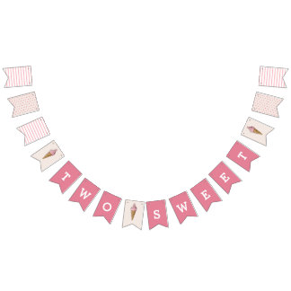 Två sötade Rosa Ice Cream Banner Vimplar