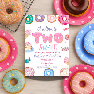 Två sötsaker, andra födelsedagen för Donut Candy f Inbjudningar