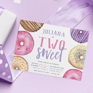 Två sötsaker Cute Donut-Födelsedagsfest Inbjudningar