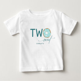 Två sötsaker, Teal Frosted Donut Girl's 2nd Birthd T Shirt