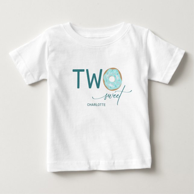 Två sötsaker, Teal Frosted Donut Girl's 2nd Birthd T Shirt (Framsida)