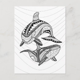 Två Späckhuggare Vuxen Färgning Postkort Vykort