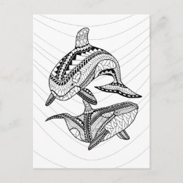 Två Späckhuggare Vuxen Färgning Postkort Vykort