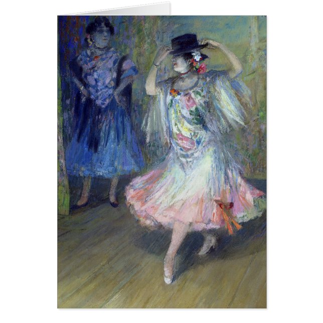 Två spanska dansare, 1852 hälsningskort (Framsidan)