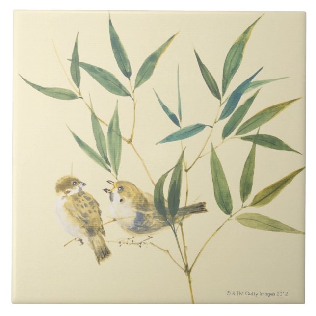 Två Sparrows Kakelplatta (Framsidan)