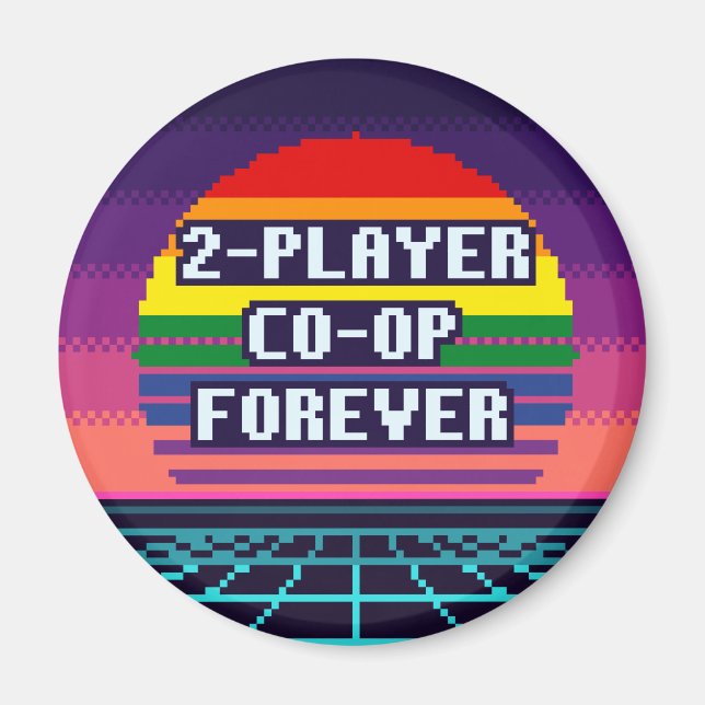 Två-spelare Co-op Forever Pride Pixel Magnet (Framsidan)