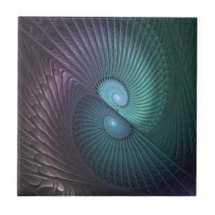 Två Spiral färglös modern Abstrakt Fractal Art Kakelplatta