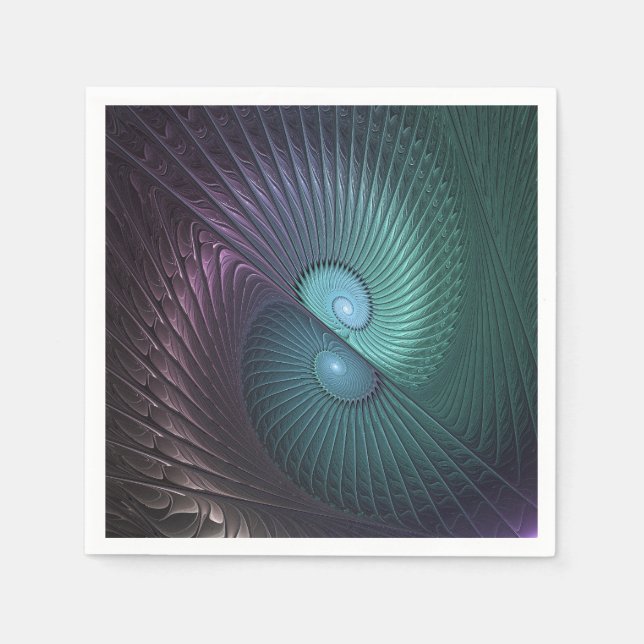 Två Spiral färglös modern Abstrakt Fractal Art Pappersservett (Framsidan)