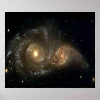 Två Spiral Galaxies Colliding Poster