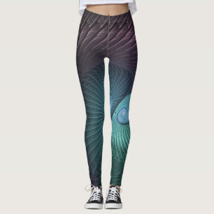 Två spiraler Färgrik Modern Abstrakt Fraktal Konst Leggings
