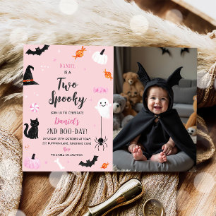 Två spök Halloween födelsedagsfest foto Inbjudningar