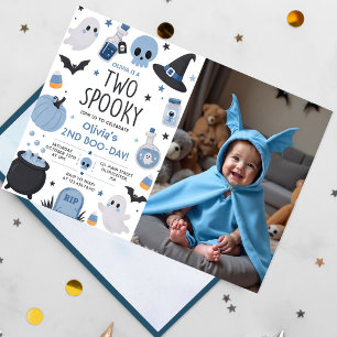 Två spök Halloween födelsedagsfest foto Inbjudningar