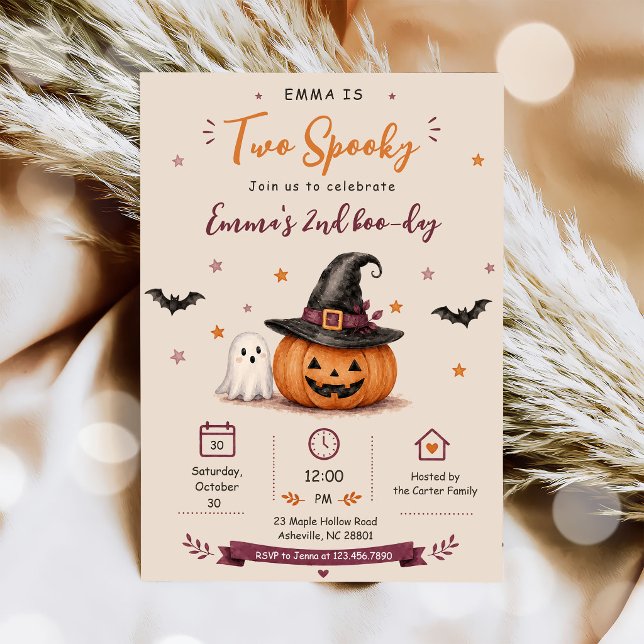 Två spök Halloween födelsedagsfest Inbjudningar (Skapare uppladdad)