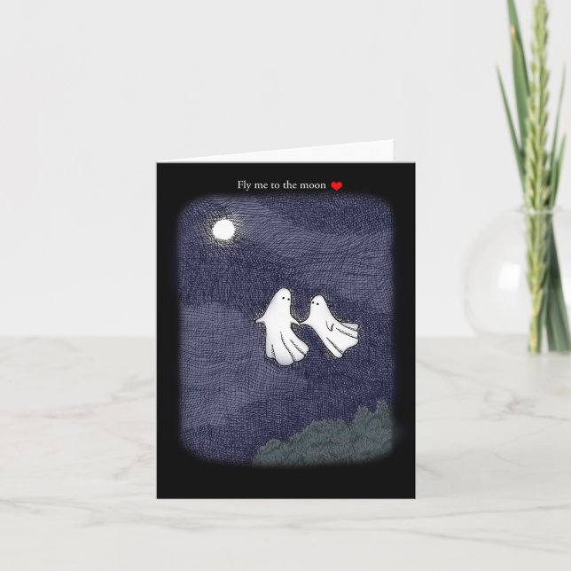 Två Spöken som flyger i måndagsmorgonen romantik Kort (Framsida)