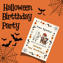 Två spökiga Halloween 2-års födelsedagsinbjudan