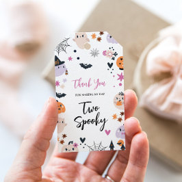 Två spökiga Halloween Presentetikett