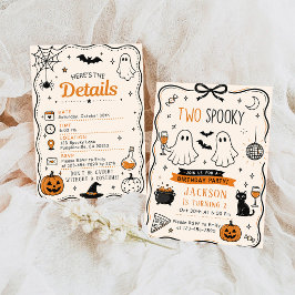 TVÅ spöklik blå Halloween födelsedagsfest Inbjudningar