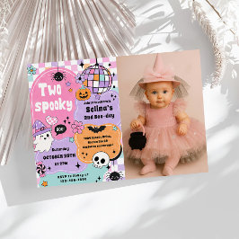 TVÅ spöklika blå Halloween födelsedagsfest Inbjudningar