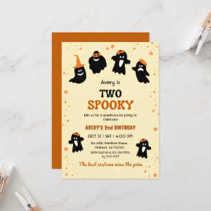 Två spöklika Halloween födelsedagsghost Whimsical  Inbjudningar