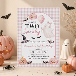 Två spöklika Halloween-ghost 2-års födelsedagsinbj Inbjudningar