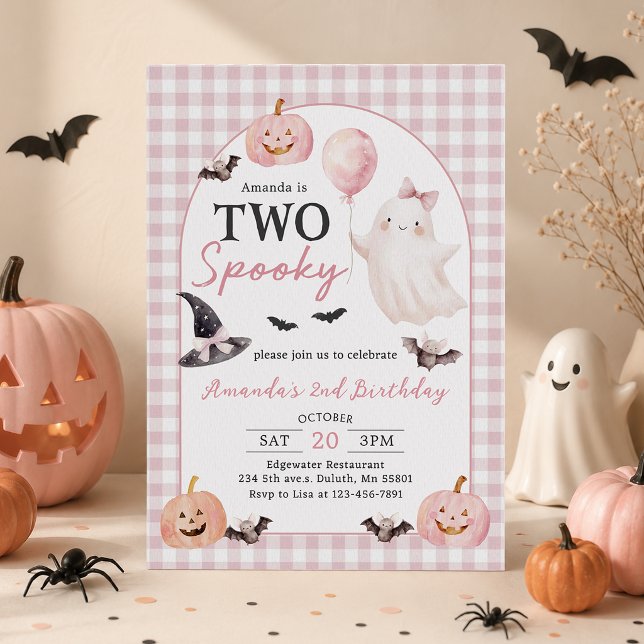 Två spöklika Halloween-ghost 2-års födelsedagsinbj Inbjudningar (Skapare uppladdad)